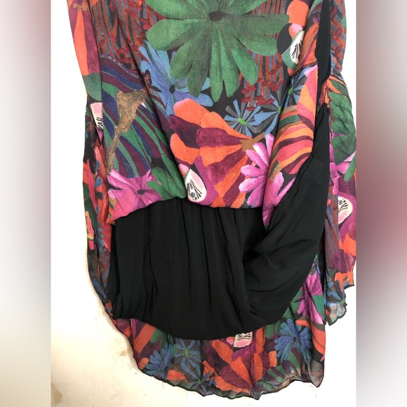 Farm, Rio Bird flowers long sleeve V-neck maxi dress, size small - Picture 9 of 15